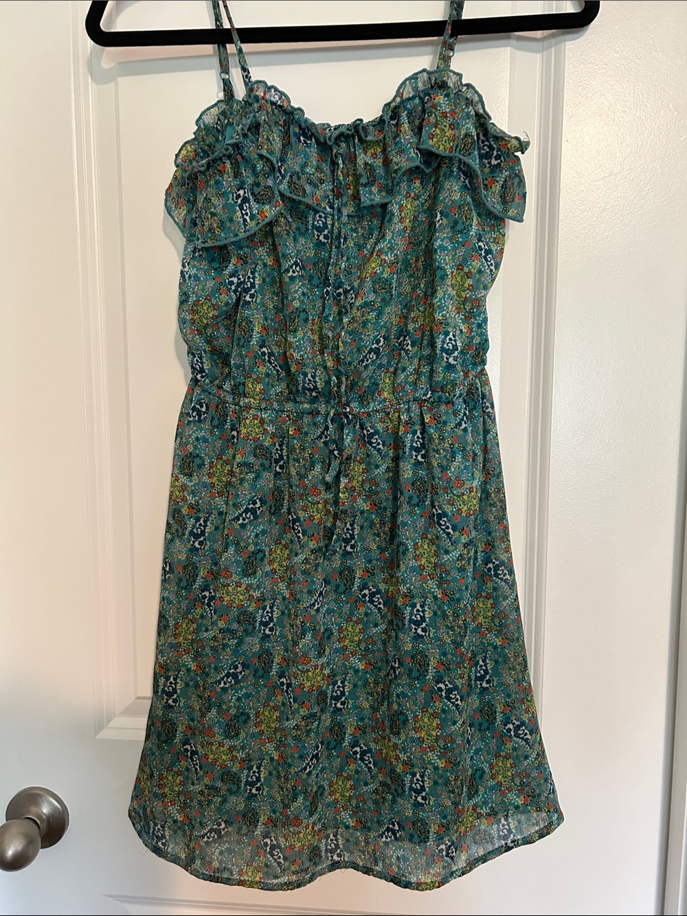 Mossimo Supply Co. Teal Floral Ruffle Sundress